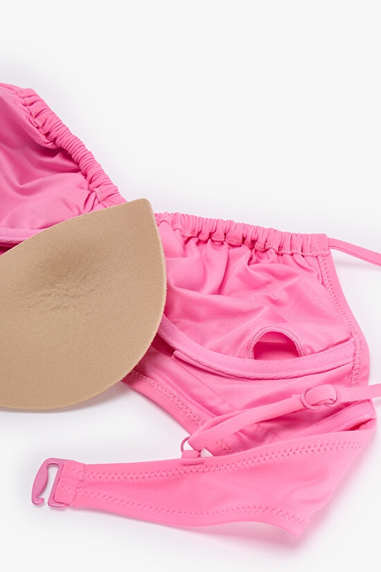 Pembe Front Opening Bikini Üstü - 9