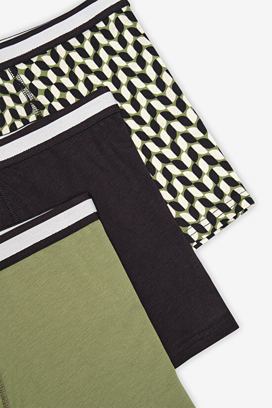 Erkek Basic Detailed 3lü Çok Renkli Boxer - 5