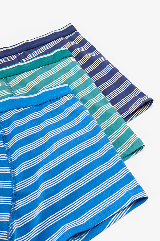 Erkek Renkli Blue Çizgili Çoklu Boxer - 5