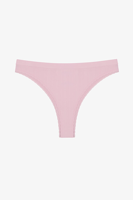 Pembe Ajur Desenli Dikişsiz Brazilian Külot - 1