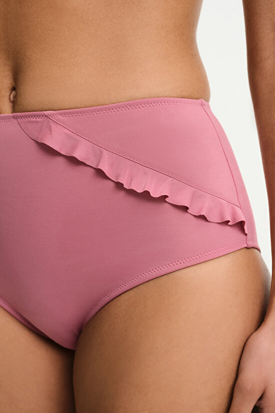 Gül Pembesi New High Ruffle Bikini Altı - 3