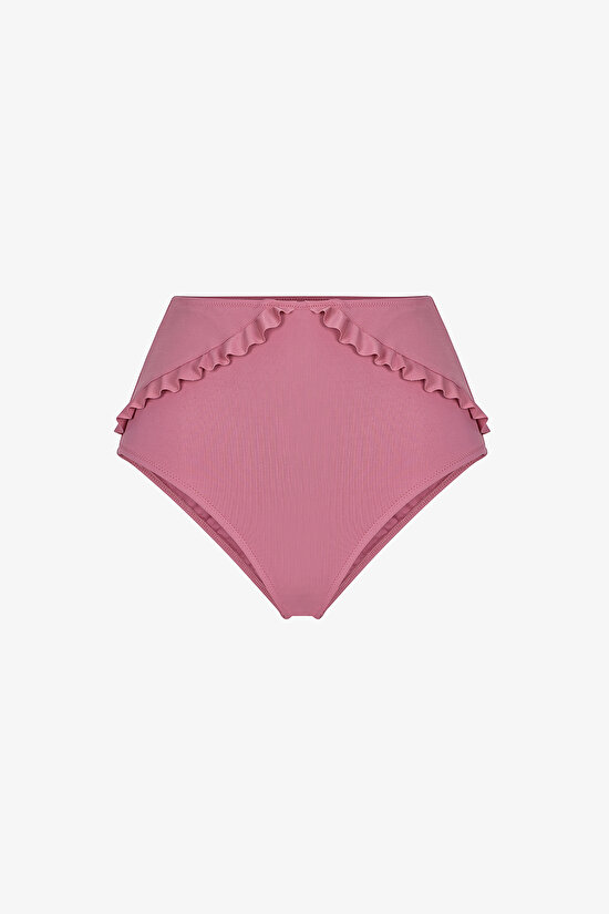 Gül Pembesi New High Ruffle Bikini Altı - 5