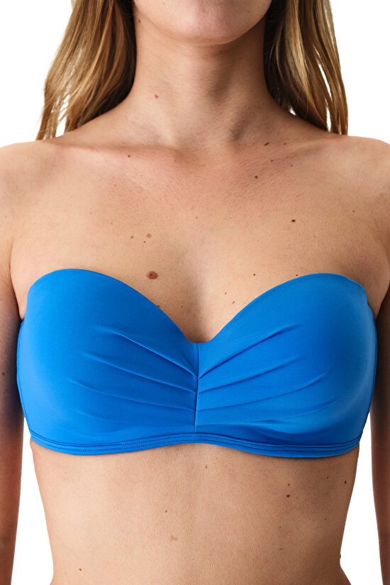 Okyanus Mavi Lotus Straplez Bikini Üstü - 4