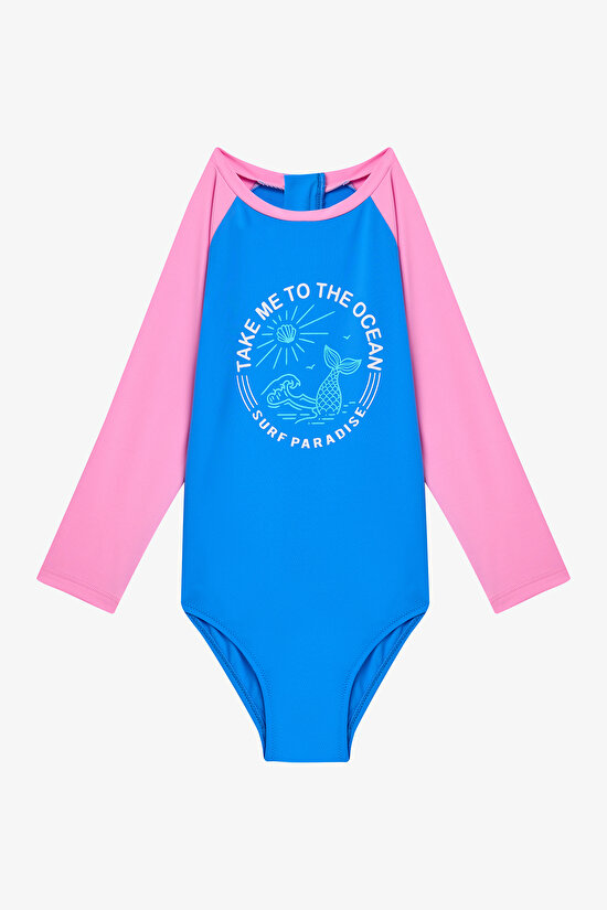 Girls Ocean UV Light Pink Suit - 1