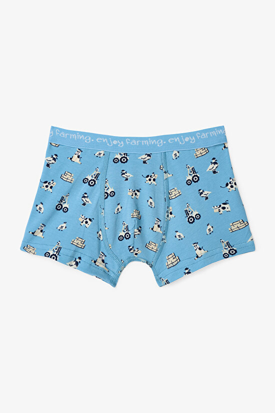 Erkek Çocuk Moo Farm İnek Desenli Pamuklu 2'li Boxer Erkek Çocuk Moo Farm İnek Desenli Pamuklu 2'li Boxer - 4