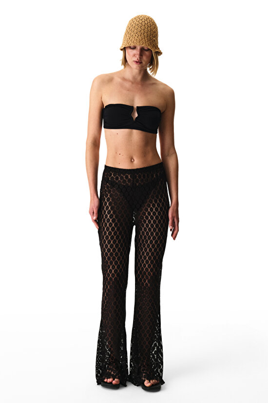 Siyah Flare Pantolon - 4