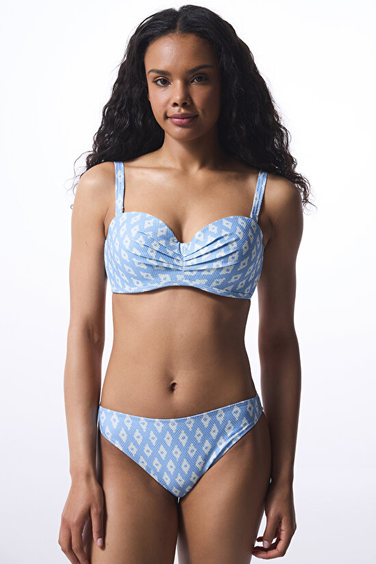 Renkli Nomi Lotus Geometrik Desenli Bikini Üstü - 5