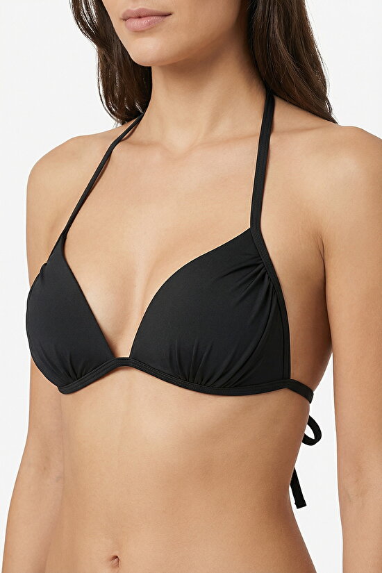 Siyah Mini Üçgen Bikini Üstü - 4