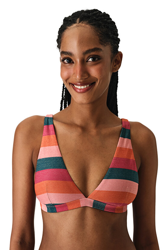 Multicolor Devin Deep V Bikini Top - 1