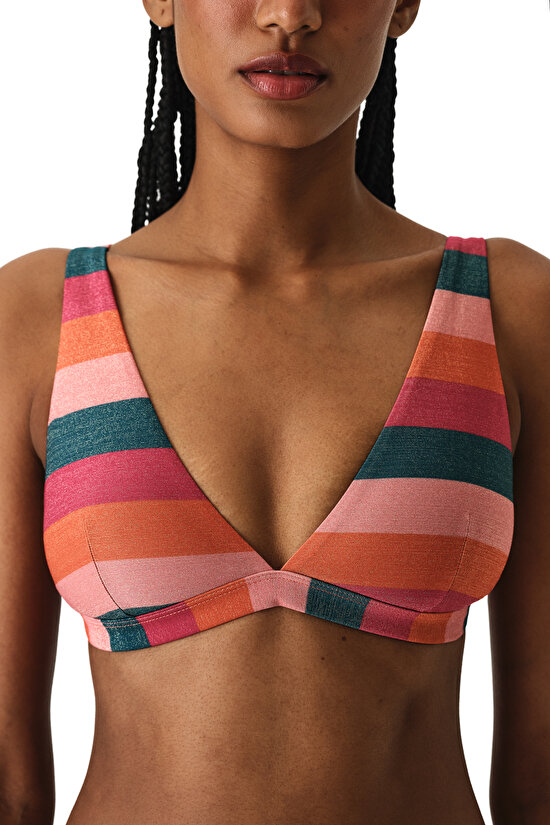 Multicolor Devin Deep V Bikini Top - 3