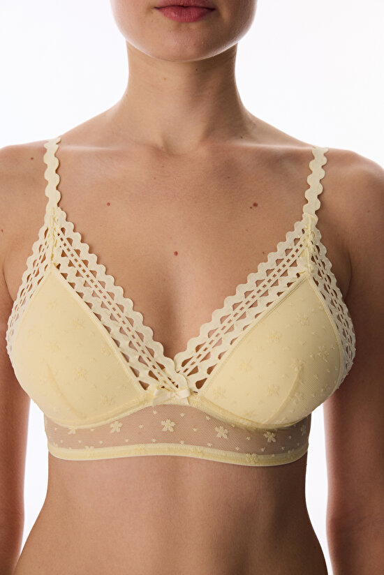 Sarı Luna Push Up Destekli Lace Dantel Sütyen - 3