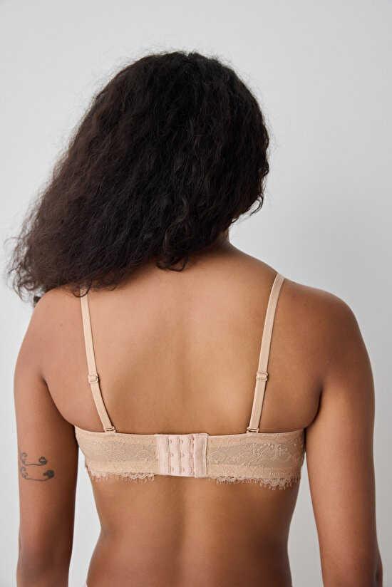 Push Up Lace Dantel Bej Straplez Sütyen Push Up Lace Dantel Bej Straplez Sütyen - 5