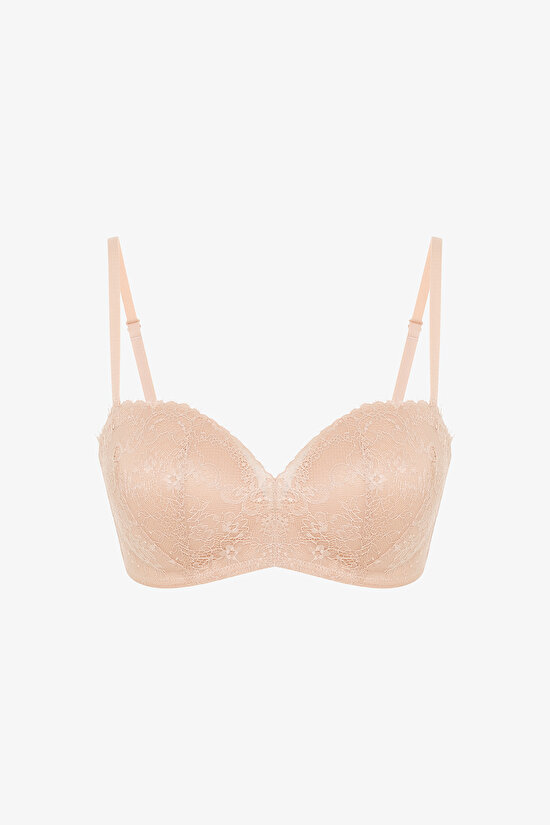 Push Up Lace Dantel Bej Straplez Sütyen Push Up Lace Dantel Bej Straplez Sütyen - 6