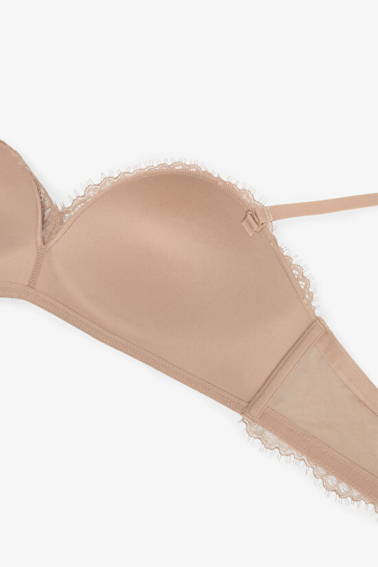 Push Up Lace Dantel Bej Straplez Sütyen Push Up Lace Dantel Bej Straplez Sütyen - 7