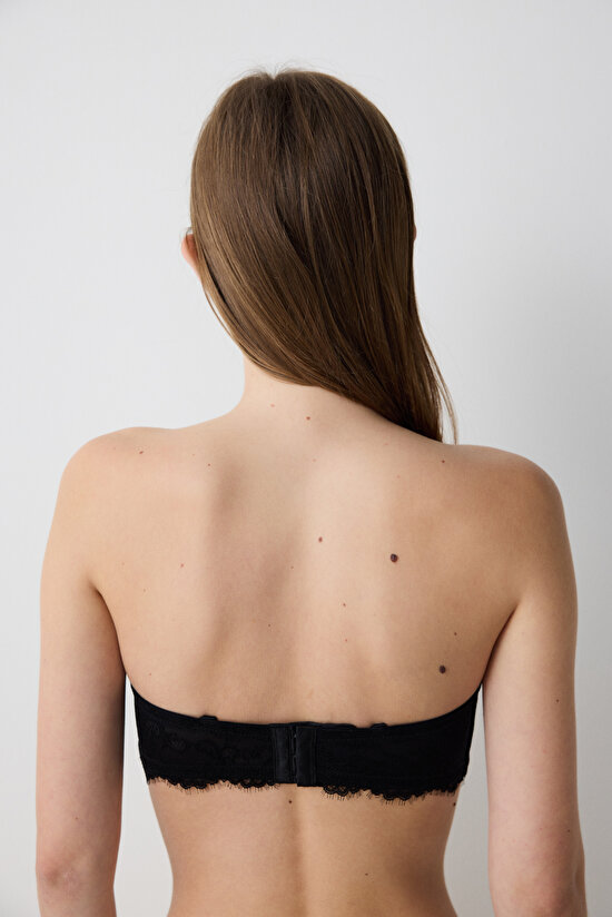 Push Up Lace Dantel Siyah Straplez Sütyen Push Up Lace Dantel Siyah Straplez Sütyen - 6