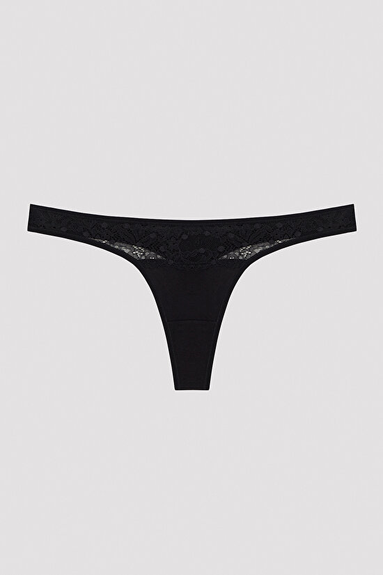 Dark Tones Lacy Detailed 3in1 Thong - 7