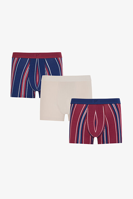 Erkek Vibe Çizgili 3'lü Boxer - 1