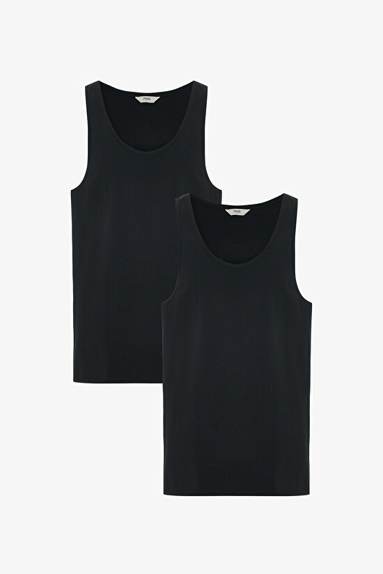 Siyah Erkek Regular Black 2li Atlet - 1