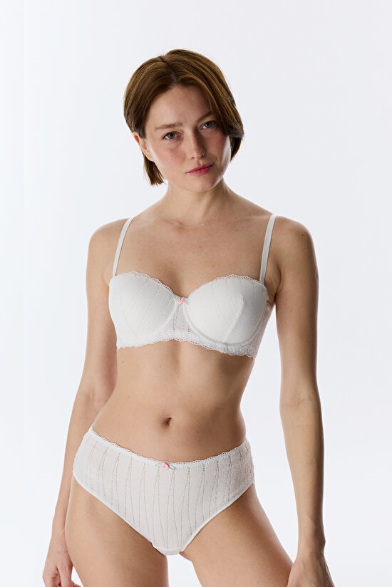 Kırık Beyaz Bloom Lace Dantel Sütyen - 1