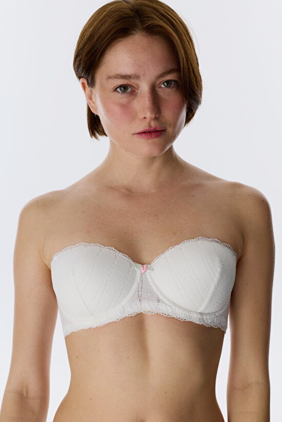 Kırık Beyaz Bloom Lace Dantel Sütyen - 4