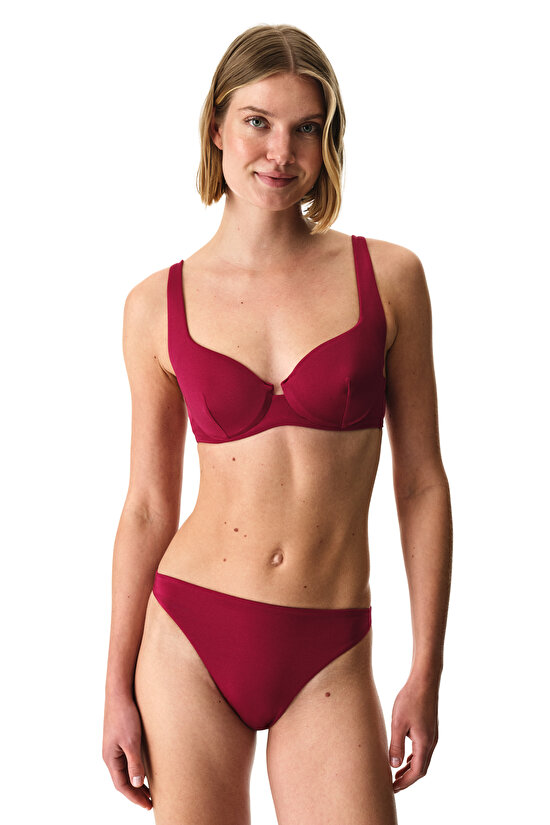 Bordo Evelyn Balen Bikini Üstü - 5