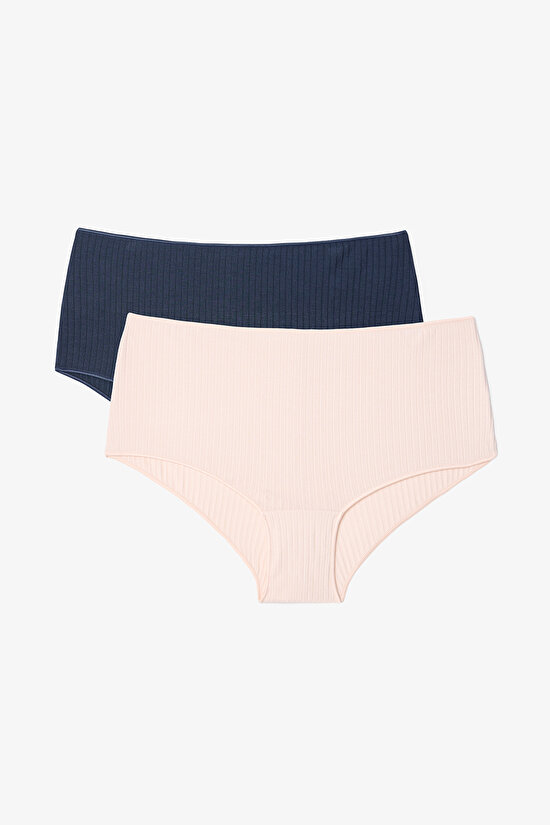 Çok Renkli Modal Fitilli 2'li  Düşük Bel Boxer - 1