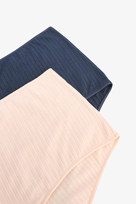 Çok Renkli Modal Fitilli 2'li  Düşük Bel Boxer - 4