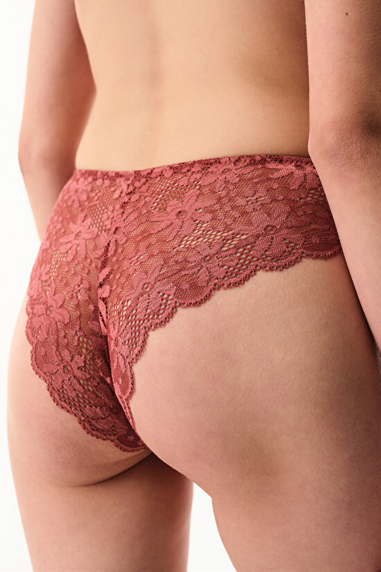 Bordo Lace Dantel Slip Külot - 2
