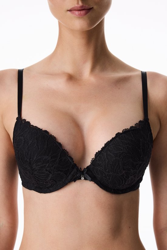 Black Lol Lace Push Up Padded Bra - 3