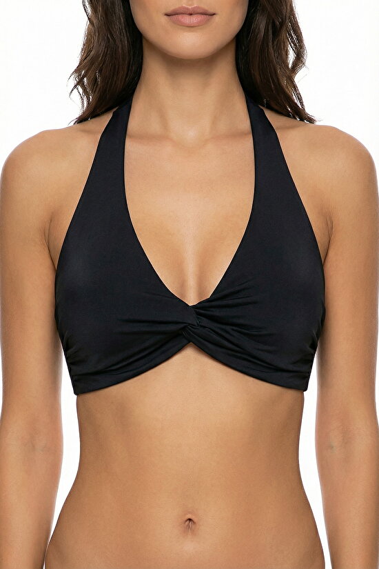 Siyah New Üçgen Twist Bikini Üstü - 1