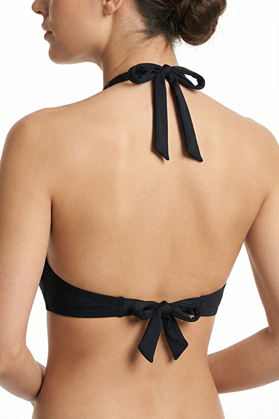 Siyah New Üçgen Twist Bikini Üstü - 2