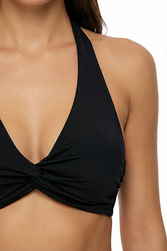 Siyah New Üçgen Twist Bikini Üstü - 3