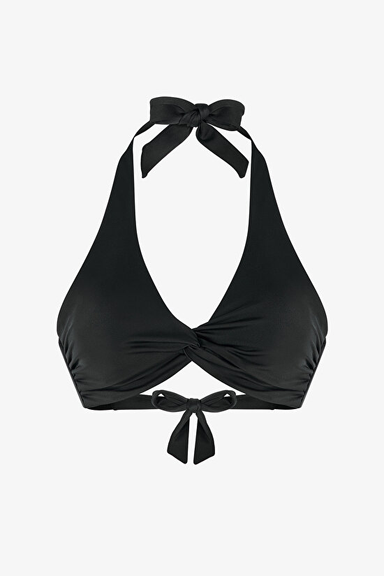Siyah New Üçgen Twist Bikini Üstü - 4
