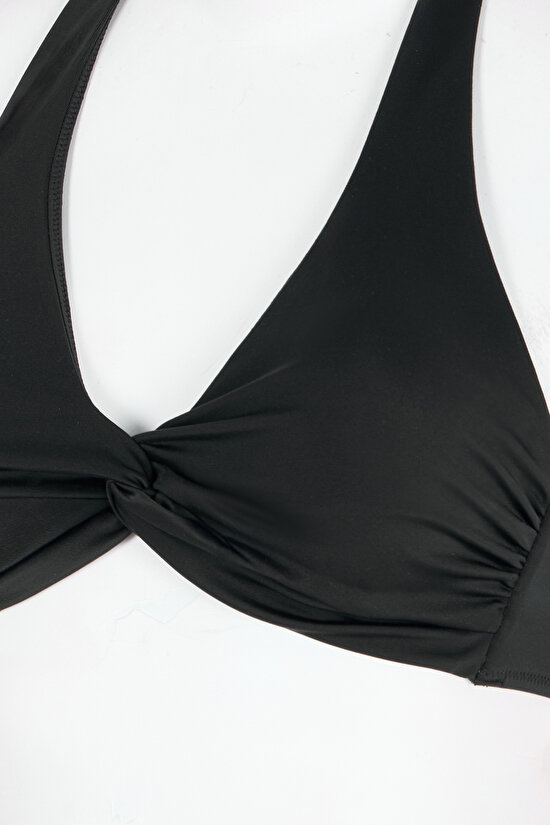 Siyah New Üçgen Twist Bikini Üstü - 6