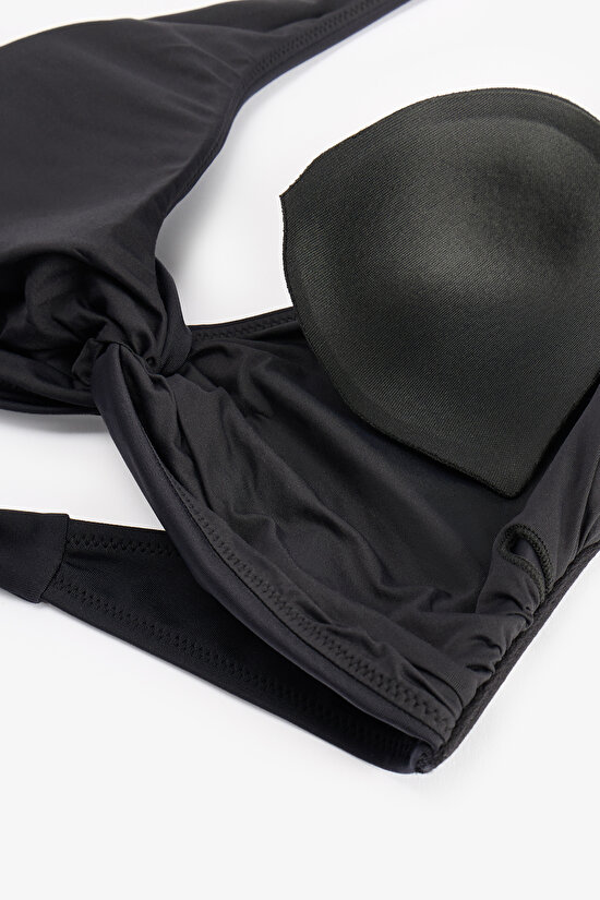 Siyah New Üçgen Twist Bikini Üstü - 7