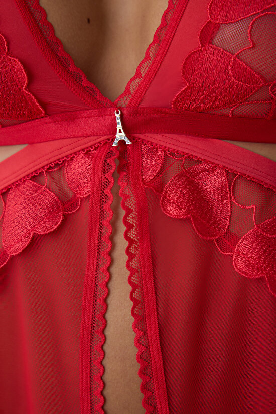 Heart Detailed Red Babydoll - Penti Loves Paris Collection - 4