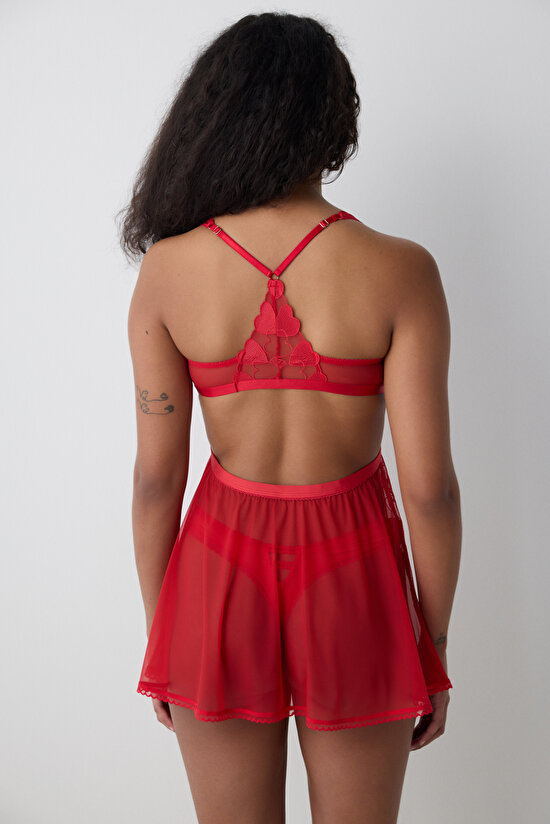 Heart Detailed Red Babydoll - Penti Loves Paris Collection - 6