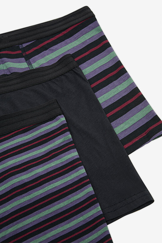 Çizgili 3lü Çok Renkli Boxer - 5