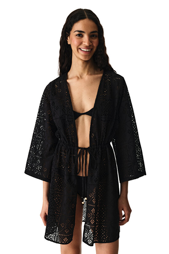 Siyah Jasmine Kimono - 1