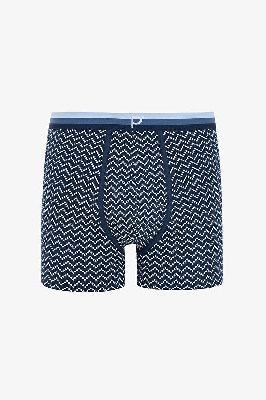Açık Mavi Erkek Geometrik Desenli 3'lü Boxer Açık Mavi Erkek Geometrik Desenli 3'lü Boxer - 3