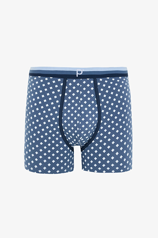 Açık Mavi Erkek Geometrik Desenli 3'lü Boxer Açık Mavi Erkek Geometrik Desenli 3'lü Boxer - 4
