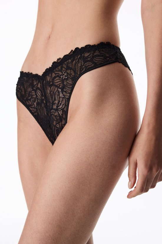 V SHAPE LACE BRAZILIAN, L, BK3 SIYAH