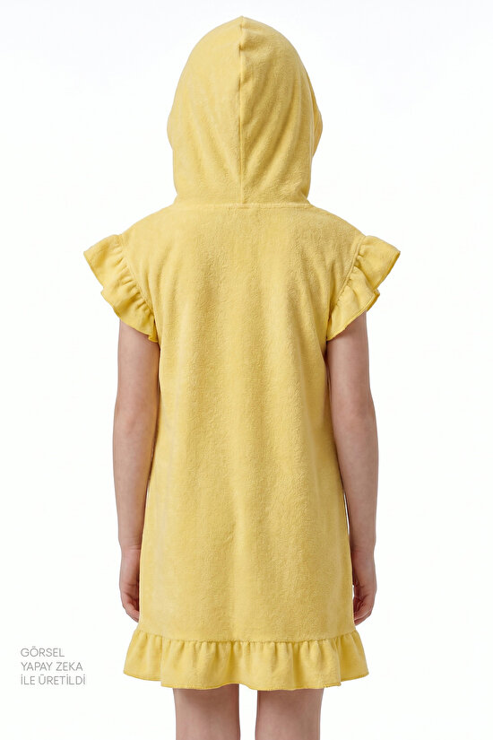 Sarı Kız Çocuk Yellow Frill Towel Kaftan - 3