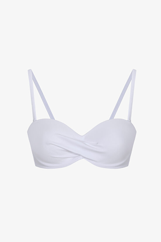 Beyaz Straplez Cup Bikini Üstü - 11