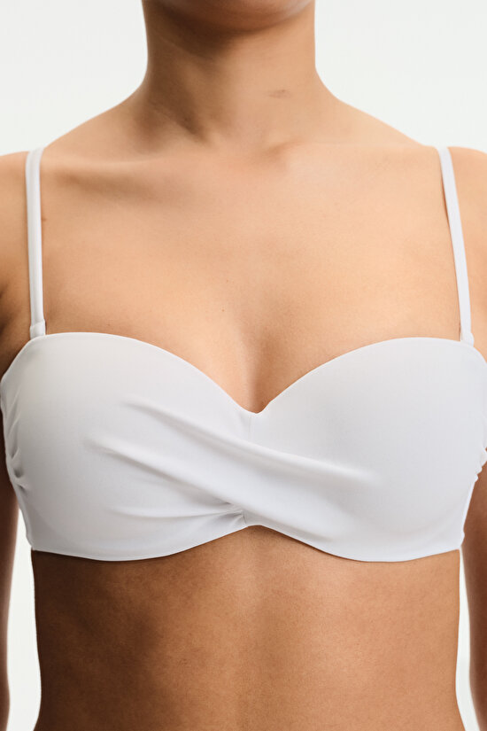 Beyaz Straplez Cup Bikini Üstü - 5
