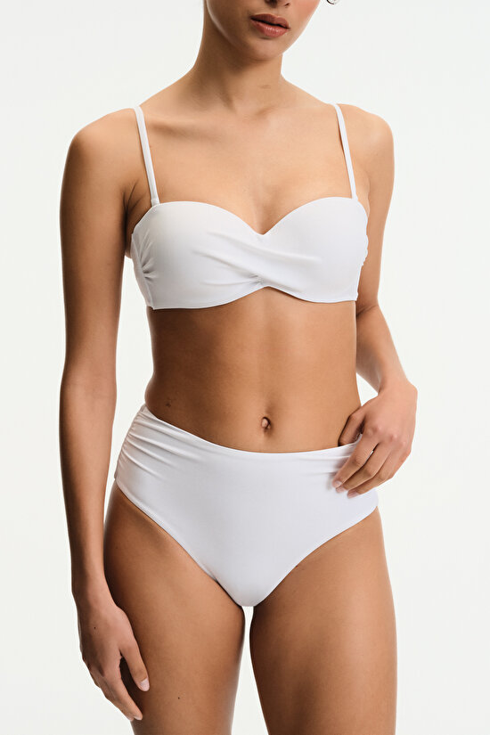 Beyaz Straplez Cup Bikini Üstü - 6