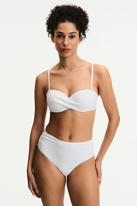 Beyaz Straplez Cup Bikini Üstü - 7