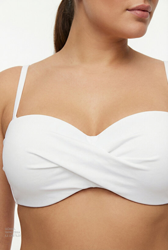 Beyaz Straplez Cup Bikini Üstü - 13