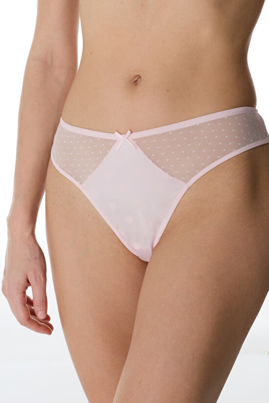 Light Pink Dot Satin Brazilian - 1