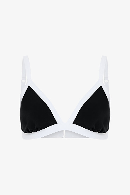 Siyah Gina Çıkarılabilir Kaplı Üçgen Bikini Üstü - 6